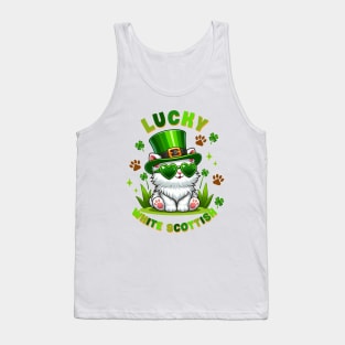 Lucky White Scottish Funny Cat St. Patricks Day Tank Top